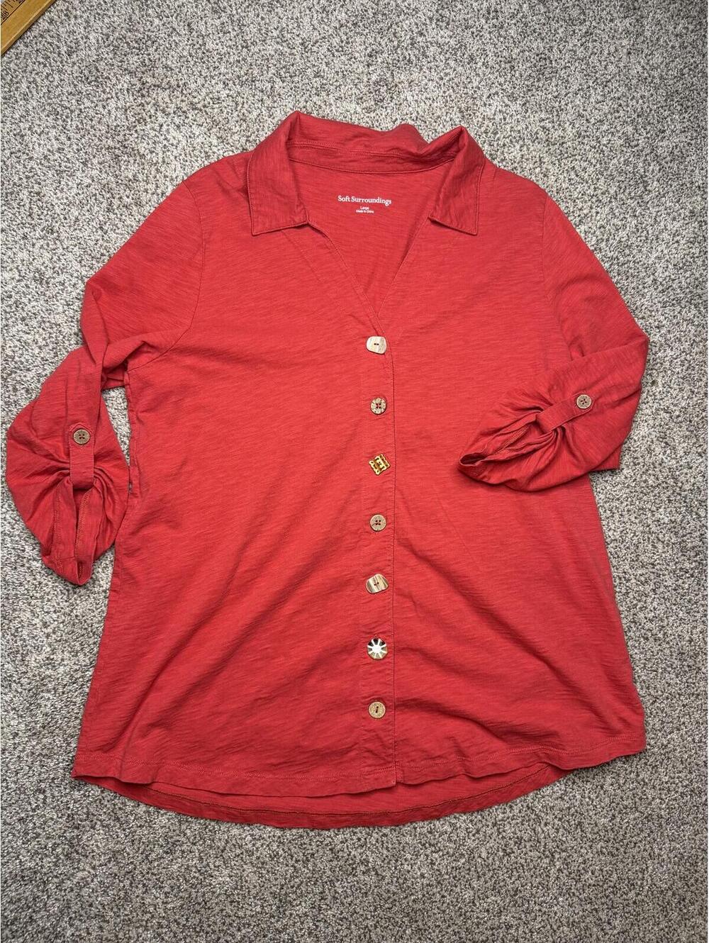 Soft Surroundings Button-Front Cotton Shirt